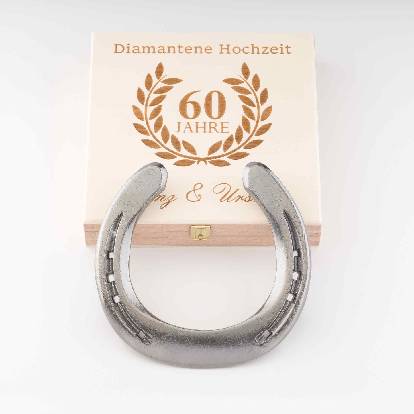 Glückshufeisen mit Geschenkbox "Diamantene Hochzeit - 60 Jahre"