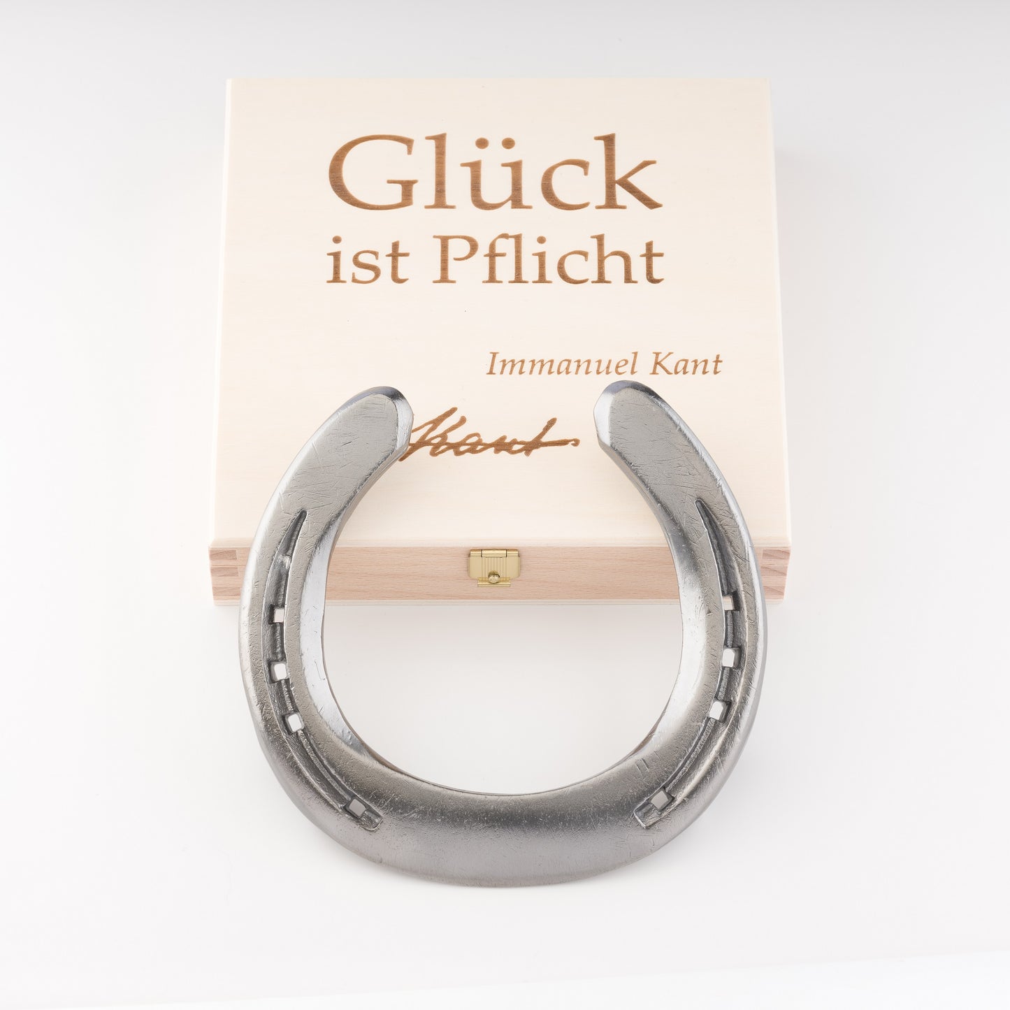 Glückshufeisen mit Geschenkbox "Glück ist Pflicht"