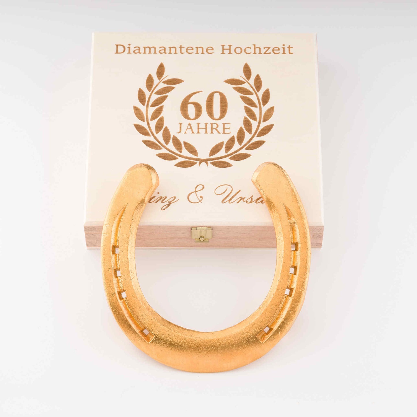 Glückshufeisen mit Geschenkbox "Diamantene Hochzeit - 60 Jahre"