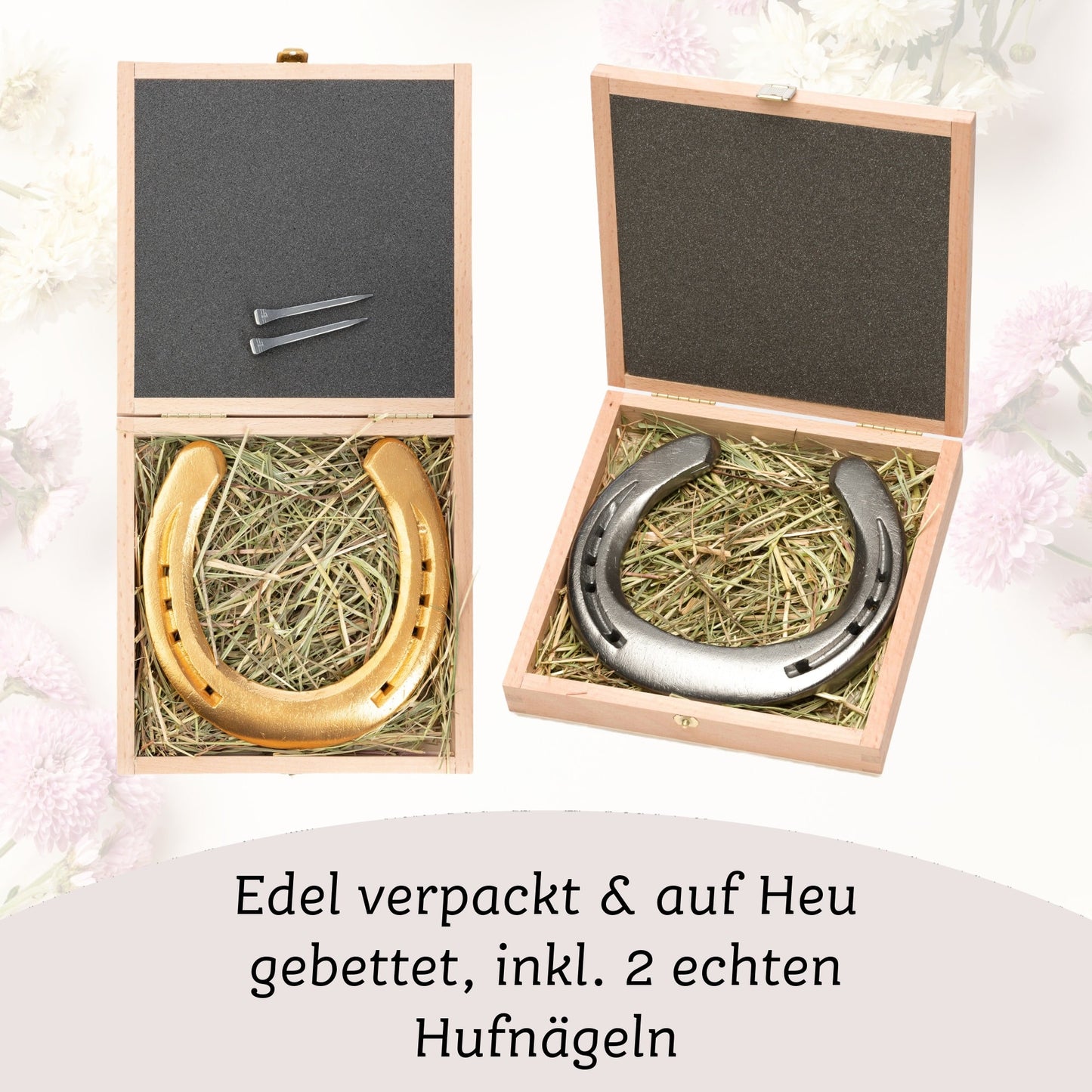 Glückshufeisen mit Geschenkbox „Alles Gute zur Hochzeit“