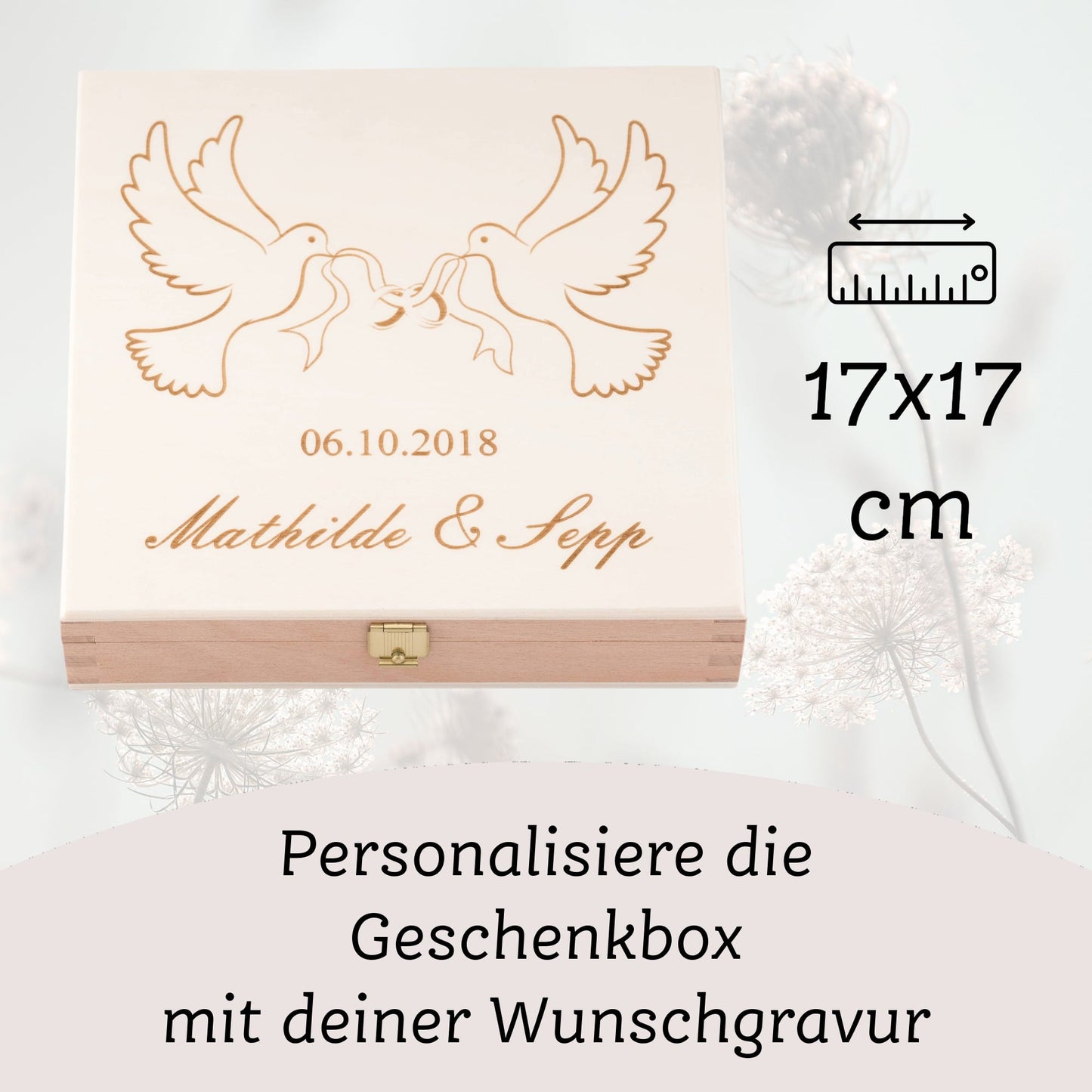 Glückshufeisen mit Geschenkbox "Tauben"