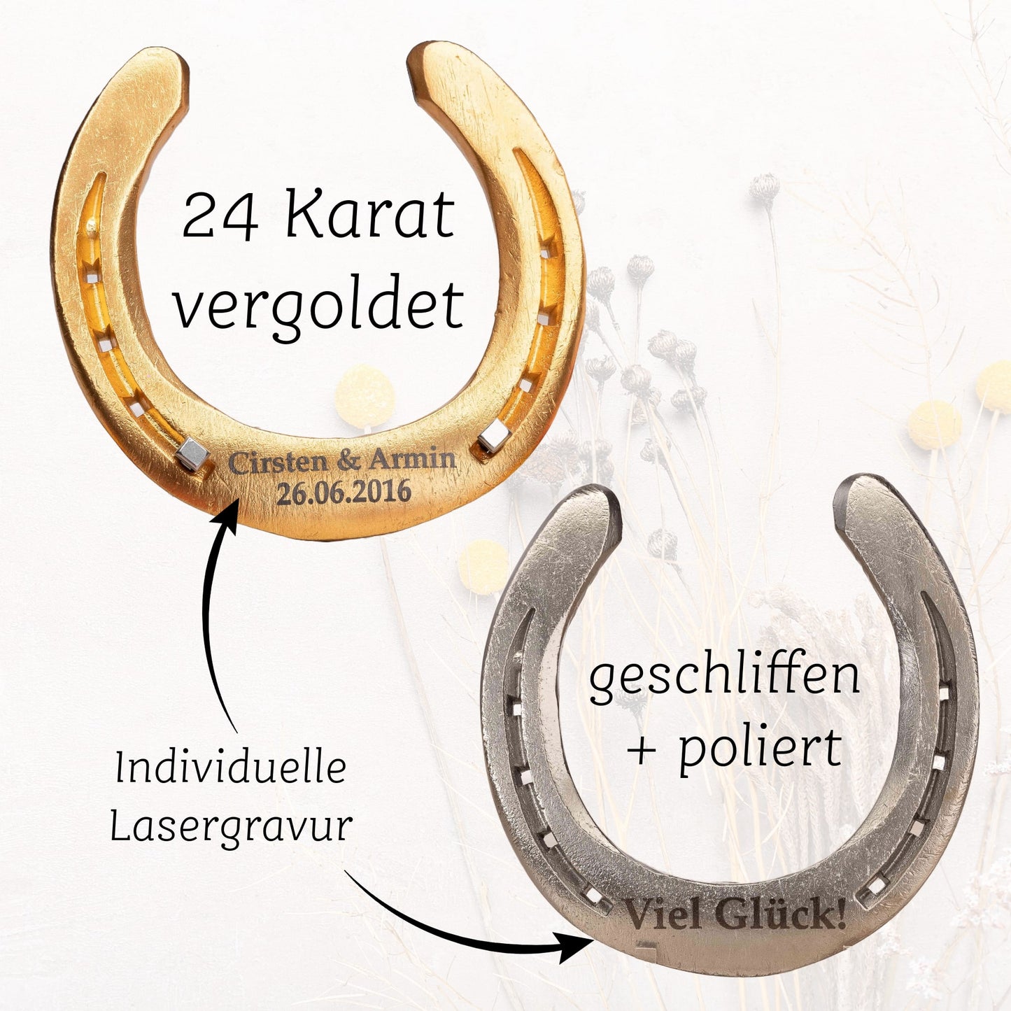 Glückshufeisen mit Geschenkbox "Blumenkranz"