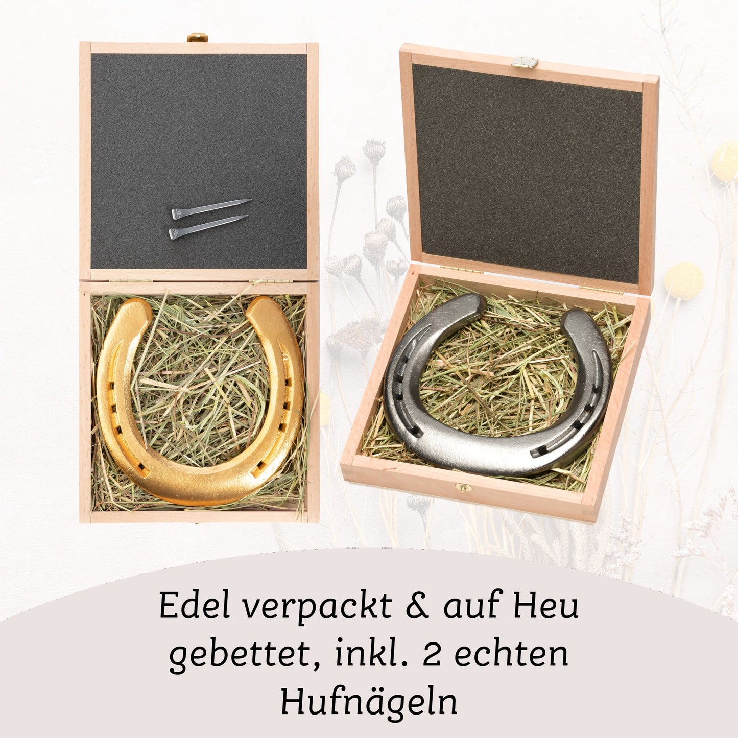 Glückshufeisen mit Geschenkbox "Blumenkranz"