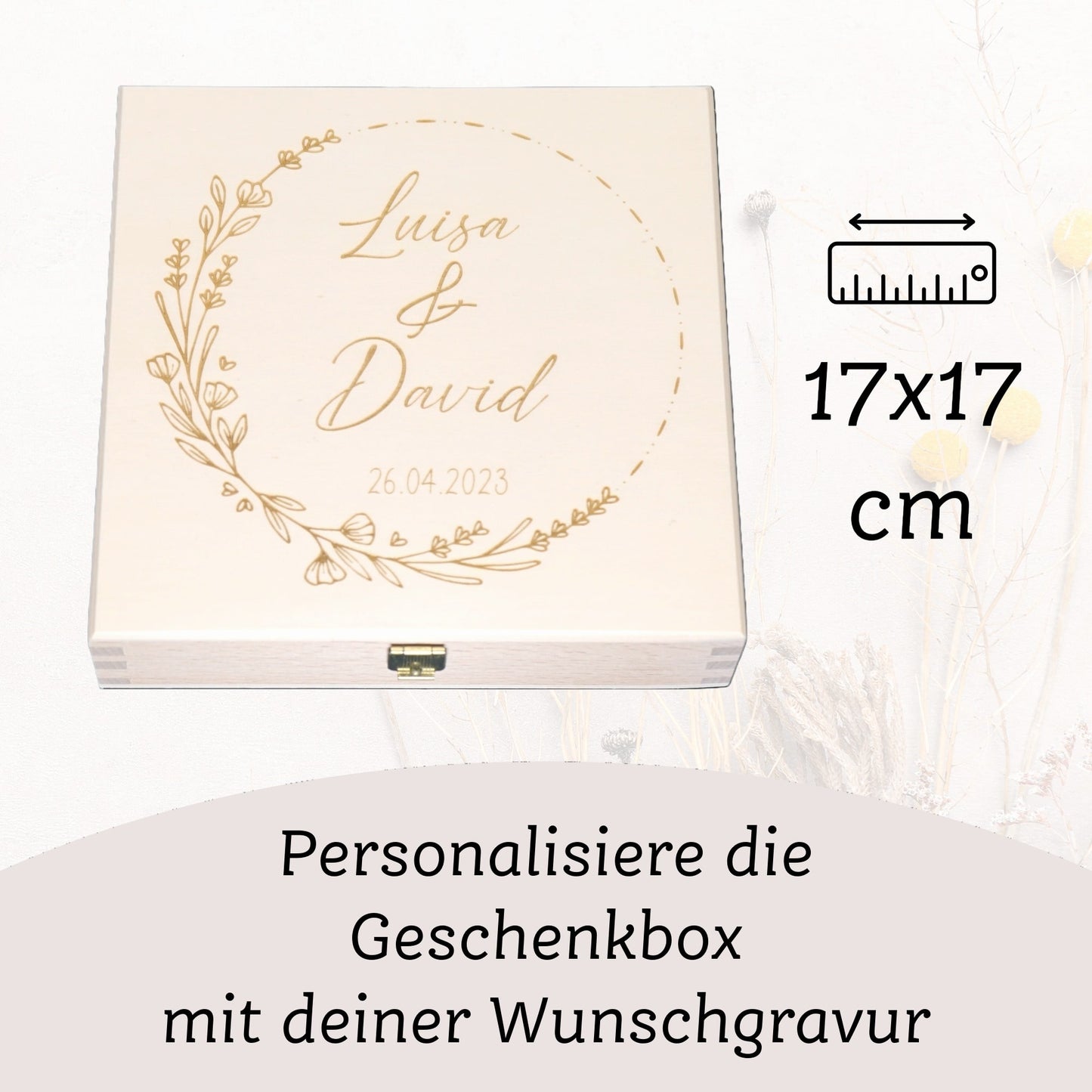 Glückshufeisen mit Geschenkbox "Blumenkranz"