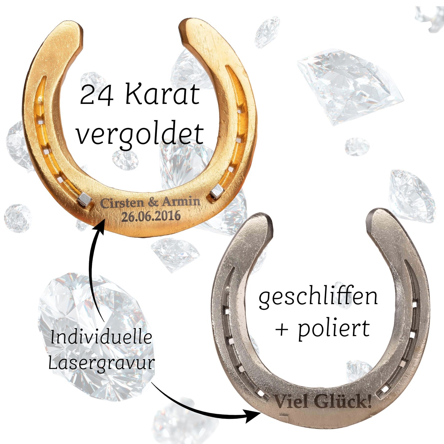 Glückshufeisen mit Geschenkbox "Diamantene Hochzeit - 60 Jahre"