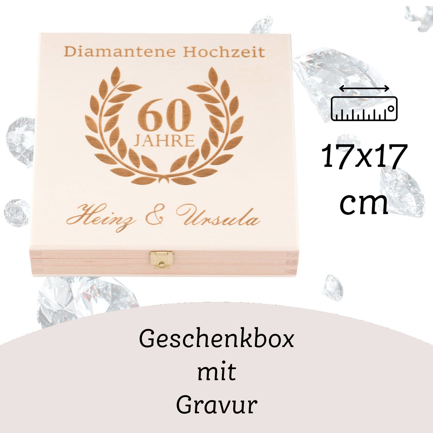 Glückshufeisen mit Geschenkbox "Diamantene Hochzeit - 60 Jahre"