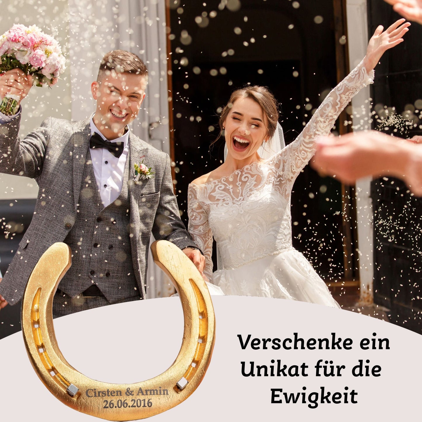 Glückshufeisen mit Geschenkbox "Glück ist Pflicht"