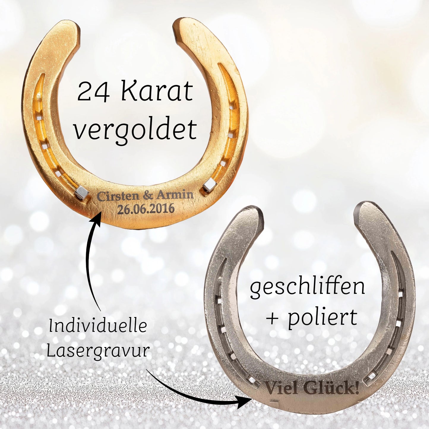 Glückshufeisen mit Geschenkbox "Silberhochzeit - 25 Jahre"