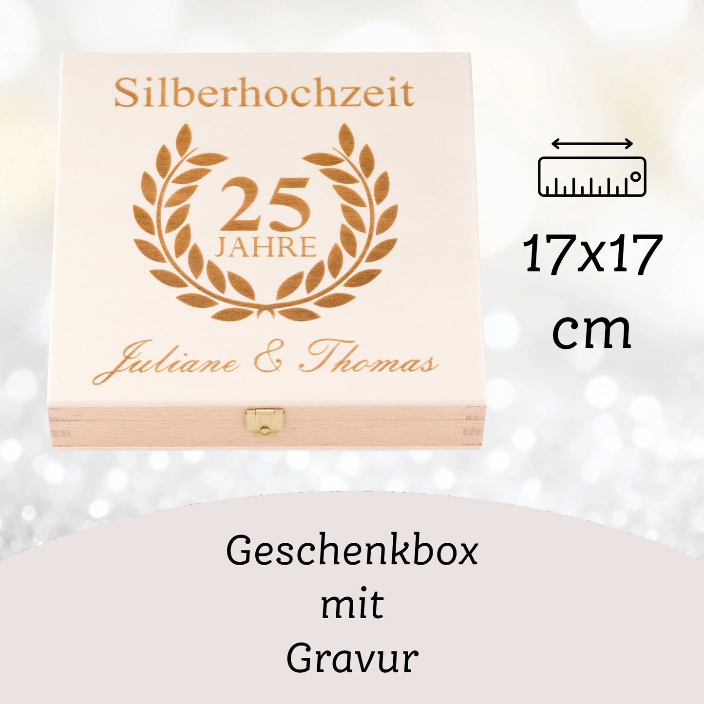 Glückshufeisen mit Geschenkbox "Silberhochzeit - 25 Jahre"