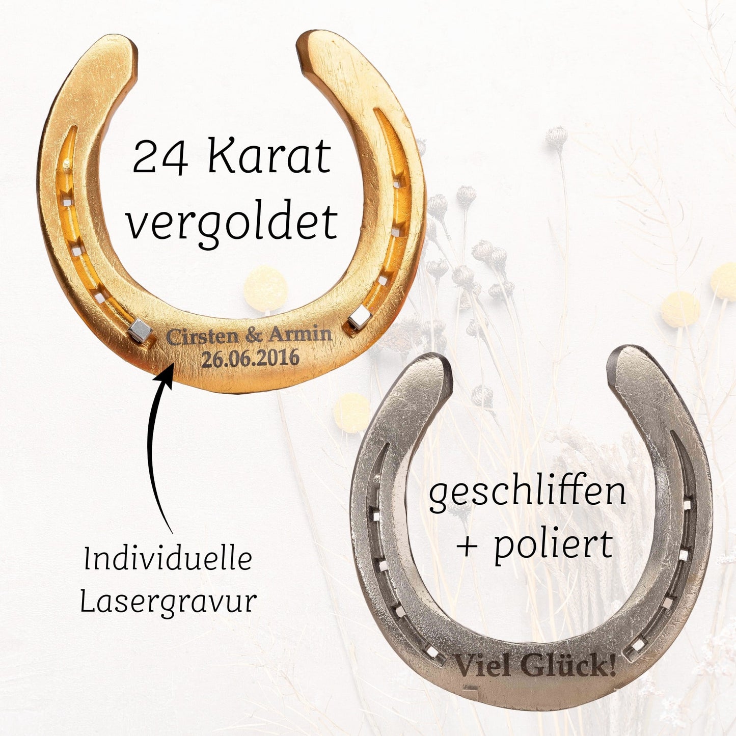Original Glückshufeisen mit Gravur