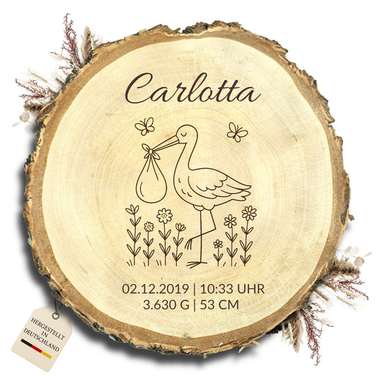 Baumscheibe Geburt "Storch"