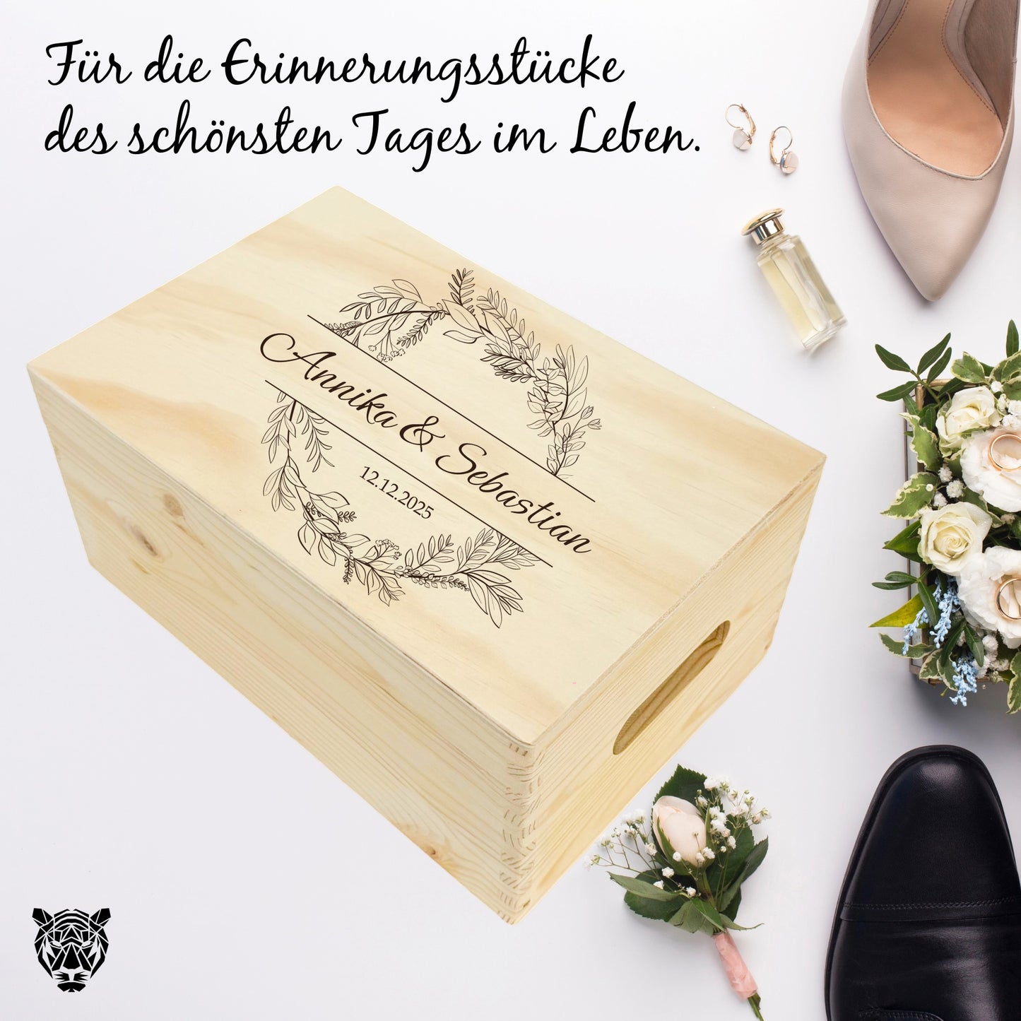 Erinnerungskiste Hochzeit personalisiert | Holzbox mit Gravur