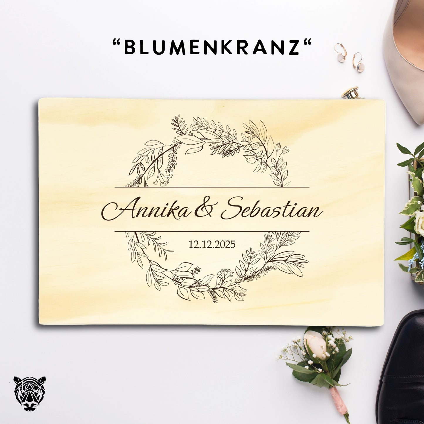 Erinnerungskiste Hochzeit personalisiert | Holzbox mit Gravur