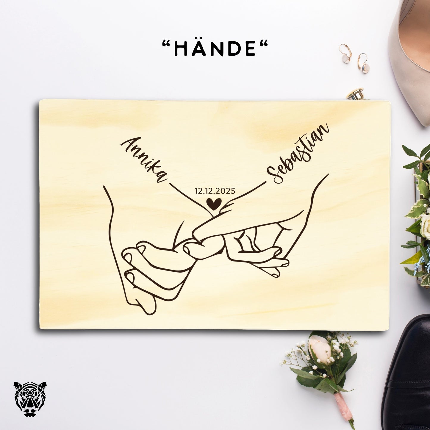 Erinnerungskiste Hochzeit personalisiert | Holzbox mit Gravur