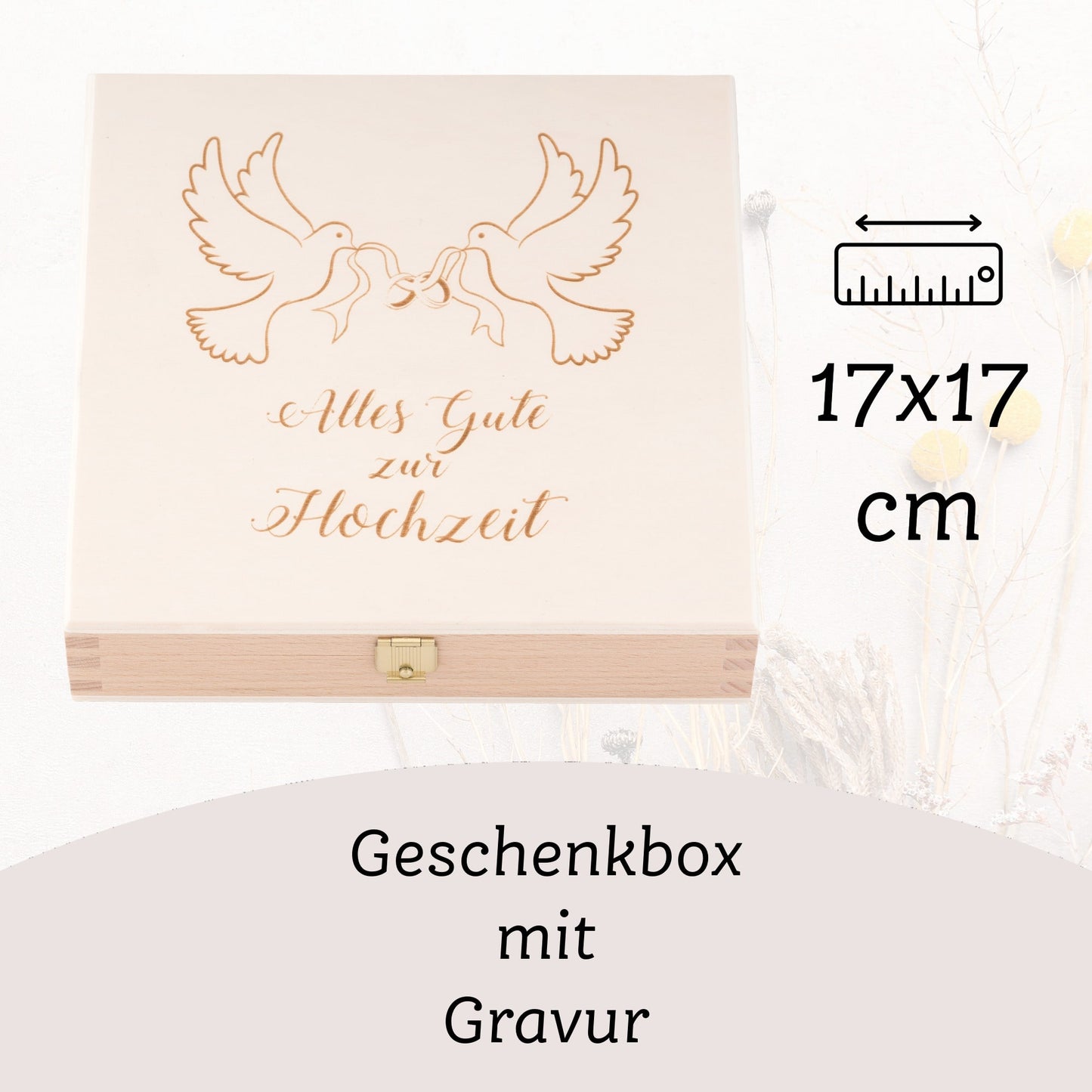 Glückshufeisen mit Geschenkbox „Alles Gute zur Hochzeit“