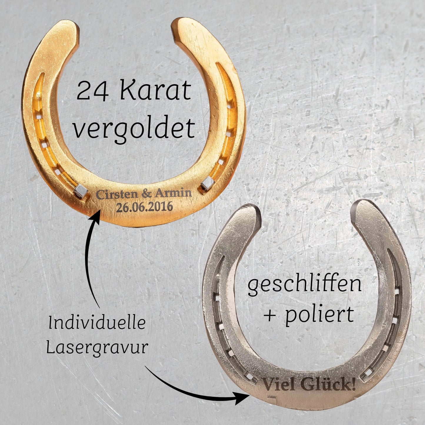Glückshufeisen mit Geschenkbox "Eiserne Hochzeit"