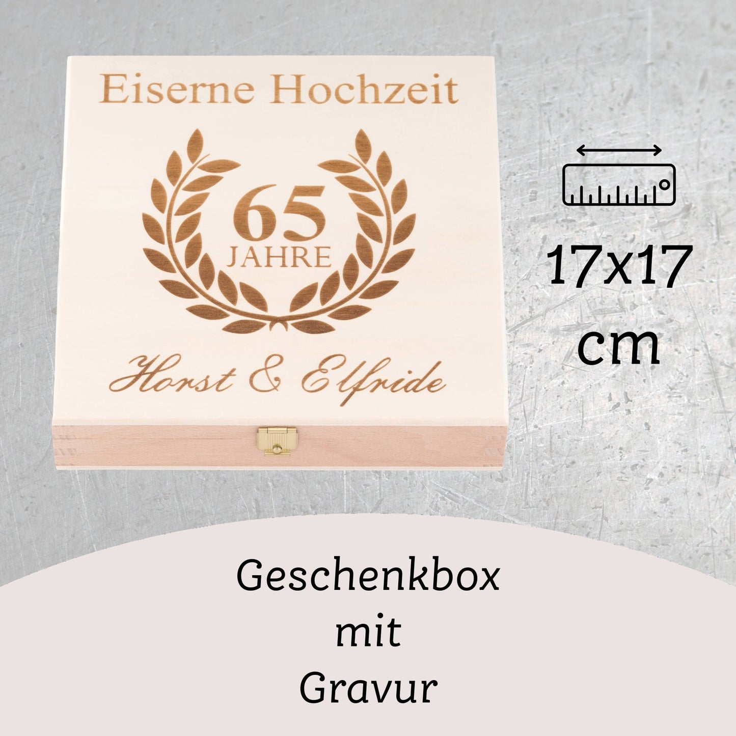 Glückshufeisen mit Geschenkbox "Eiserne Hochzeit"