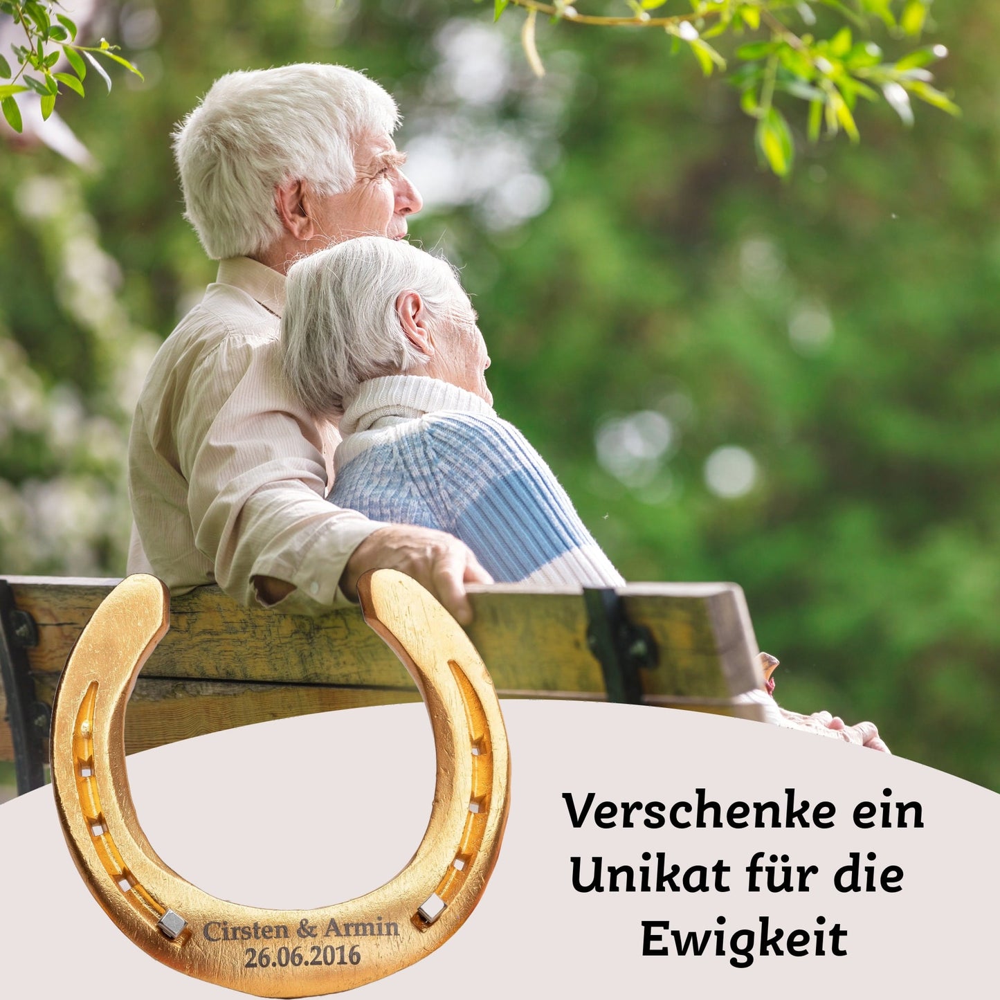 Glückshufeisen mit Geschenkbox "Eiserne Hochzeit"